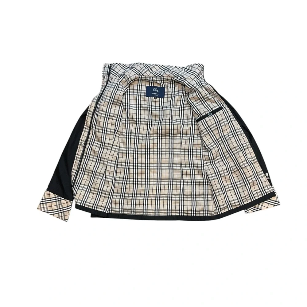 Burberry Black Trench Jacket with Signature Check Cuffs - Picture 2 of 5